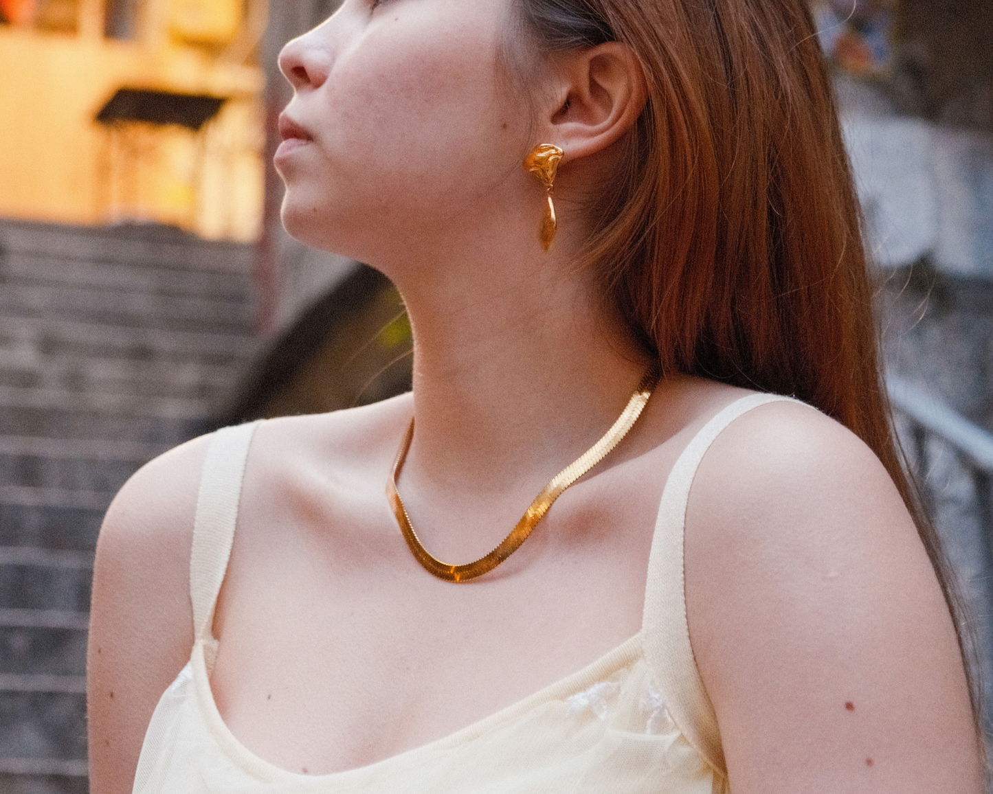 18K Gold Plated Herringbone Necklace - New Kindness Jewelry