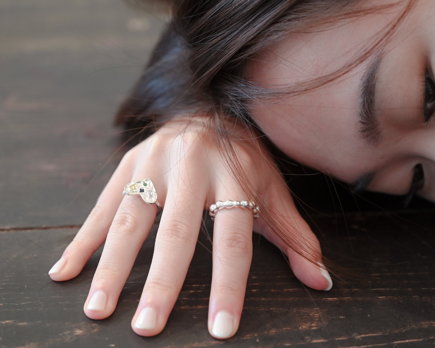 Multi-Coloured Zirconia Heart Rings