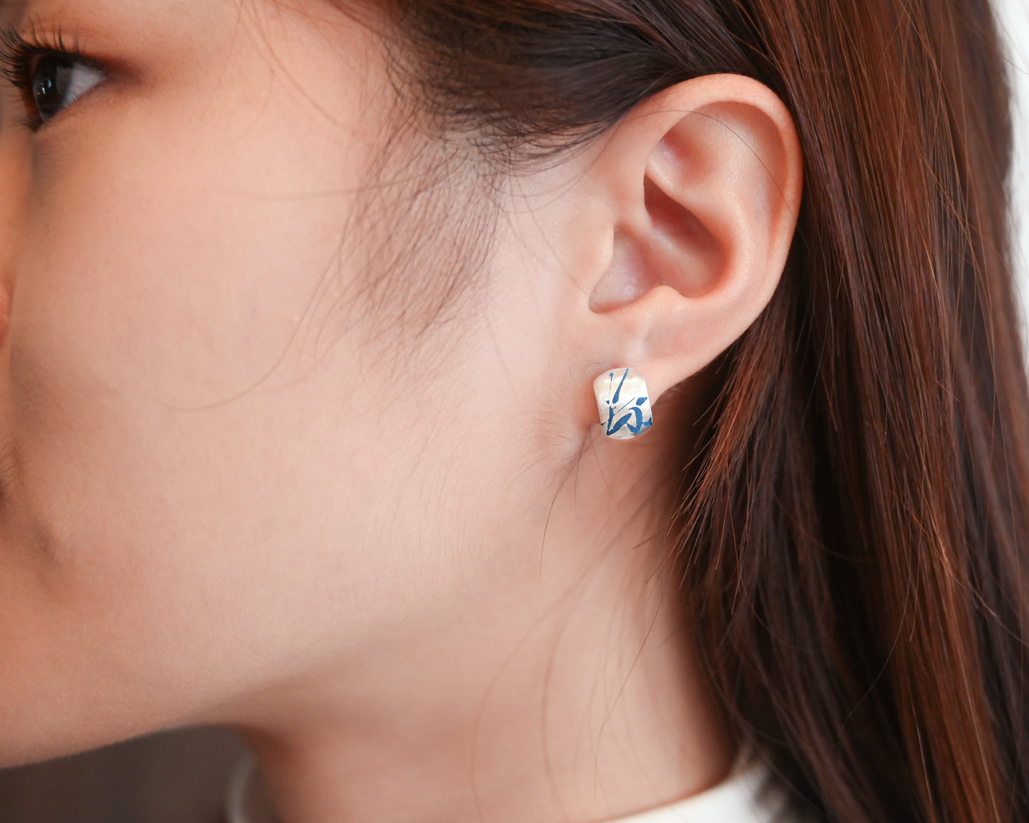 Blue Enamel Stud Earrings