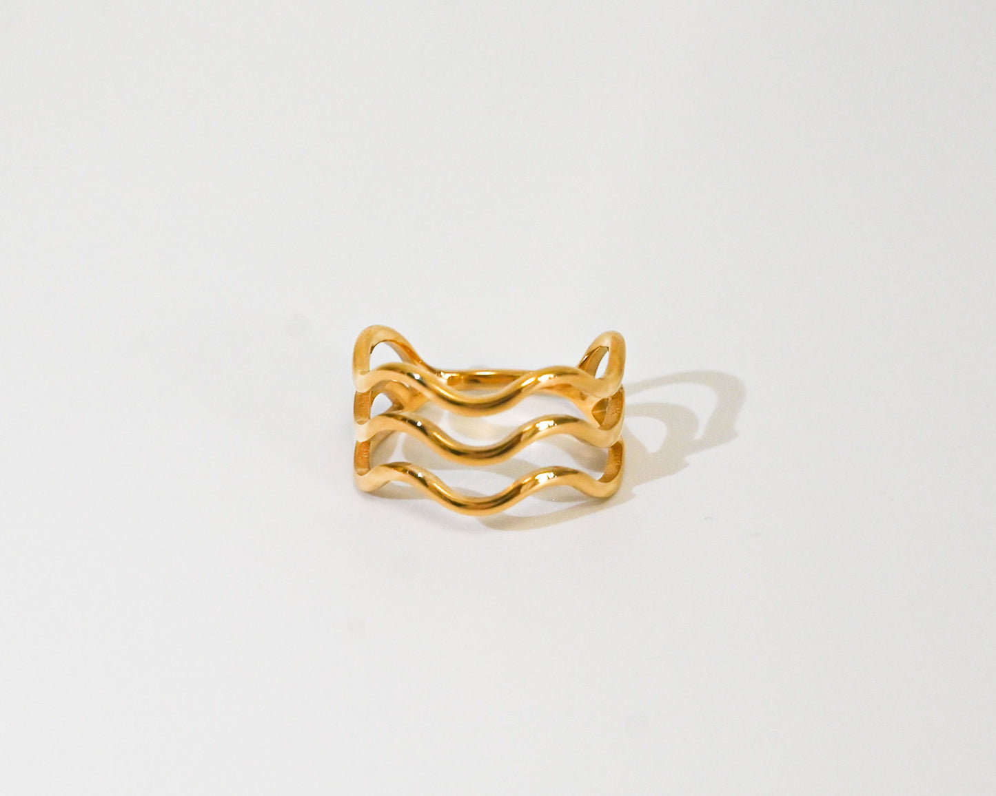 3-Row Waved Lines Ring