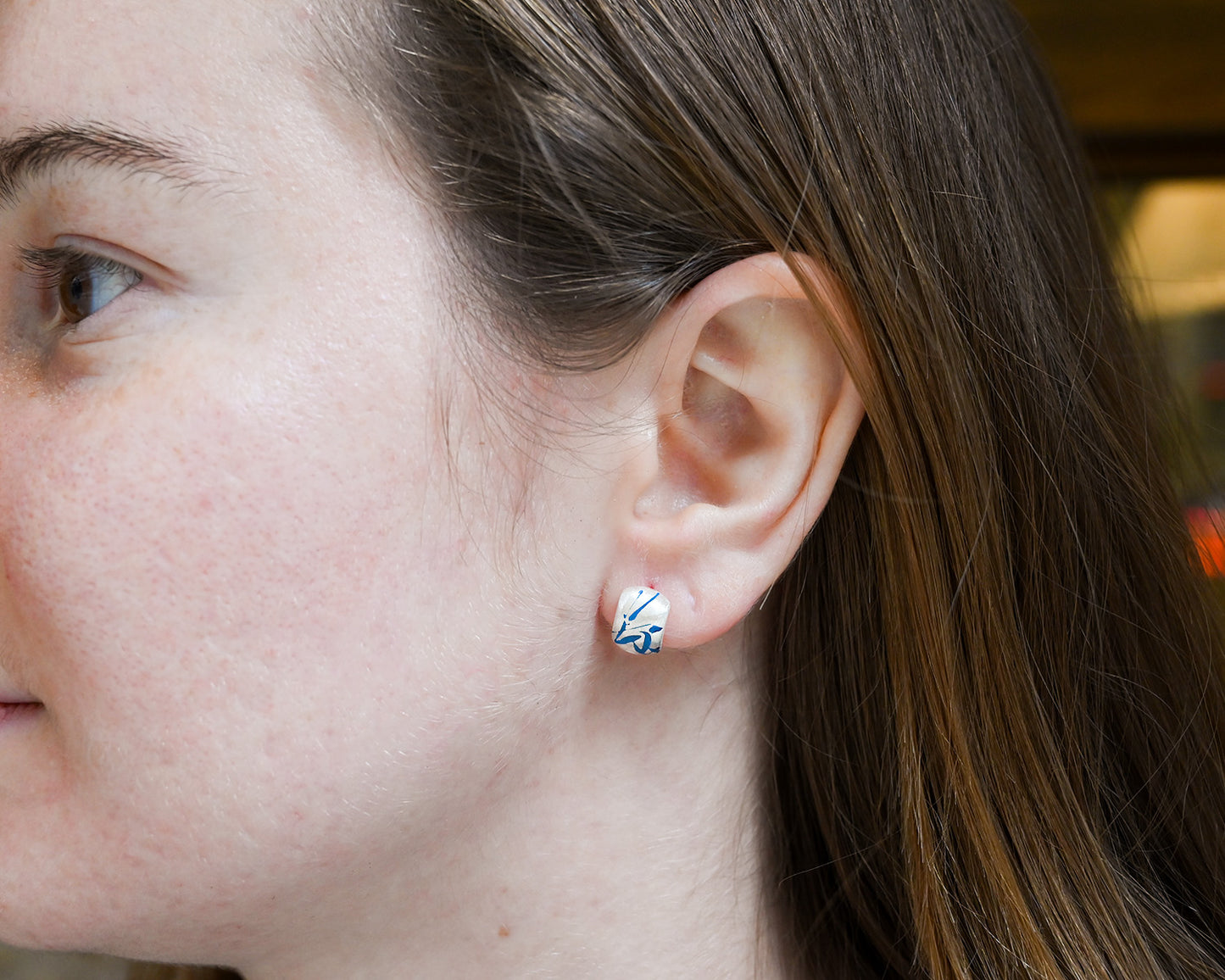 Blue Enamel Stud Earrings