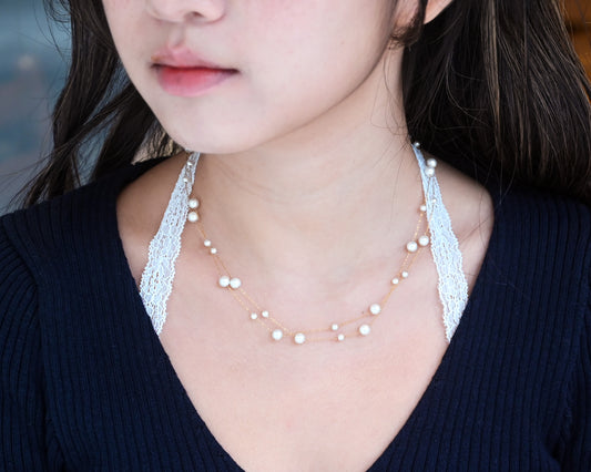 Double Layer Pearl Cascade Necklace