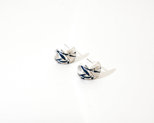 Blue Enamel Stud Earrings