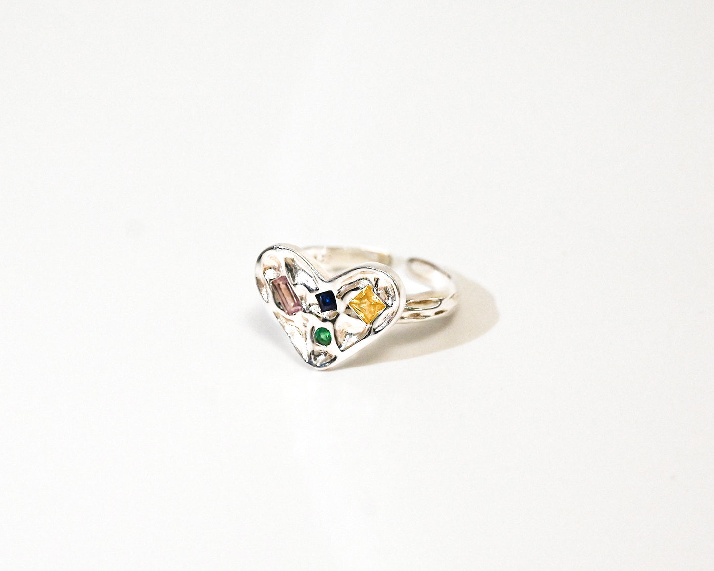 Multi-Coloured Zirconia Heart Rings